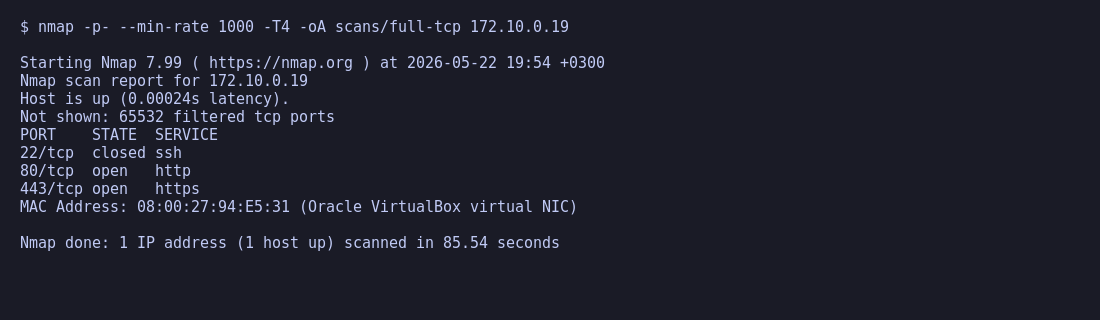 nmap full TCP scan
