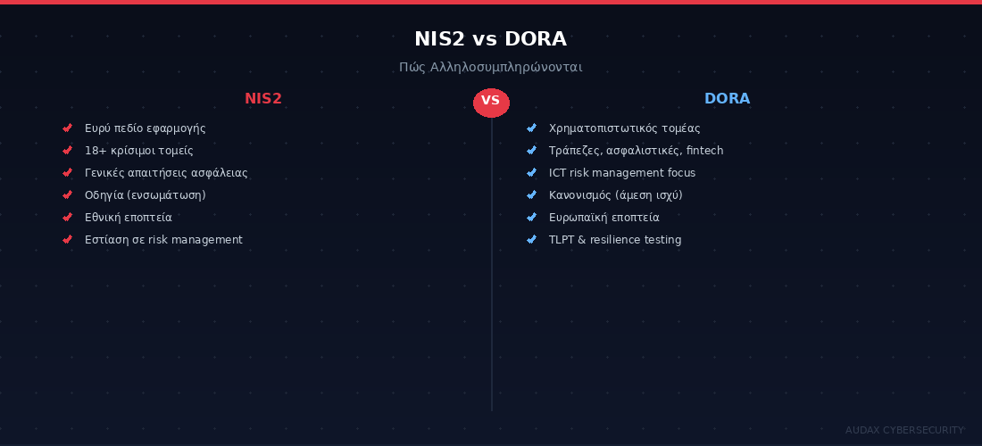 Σύγκριση NIS2 και DORA - Πώς αλληλοσυμπληρώνονται