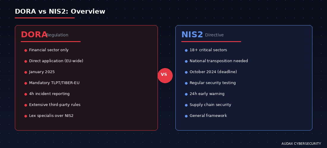 Σύγκριση DORA vs NIS2 κανονισμών κυβερνοασφάλειας