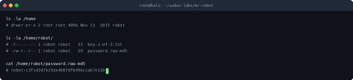 Στιγμιότυπο τερματικού: Lateral movement — αρχεία του robot