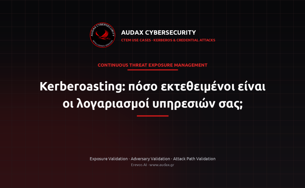 Featured εικόνα Audax για επικύρωση επιθέσεων Kerberos και kerberoasting σε service accounts με CTEM