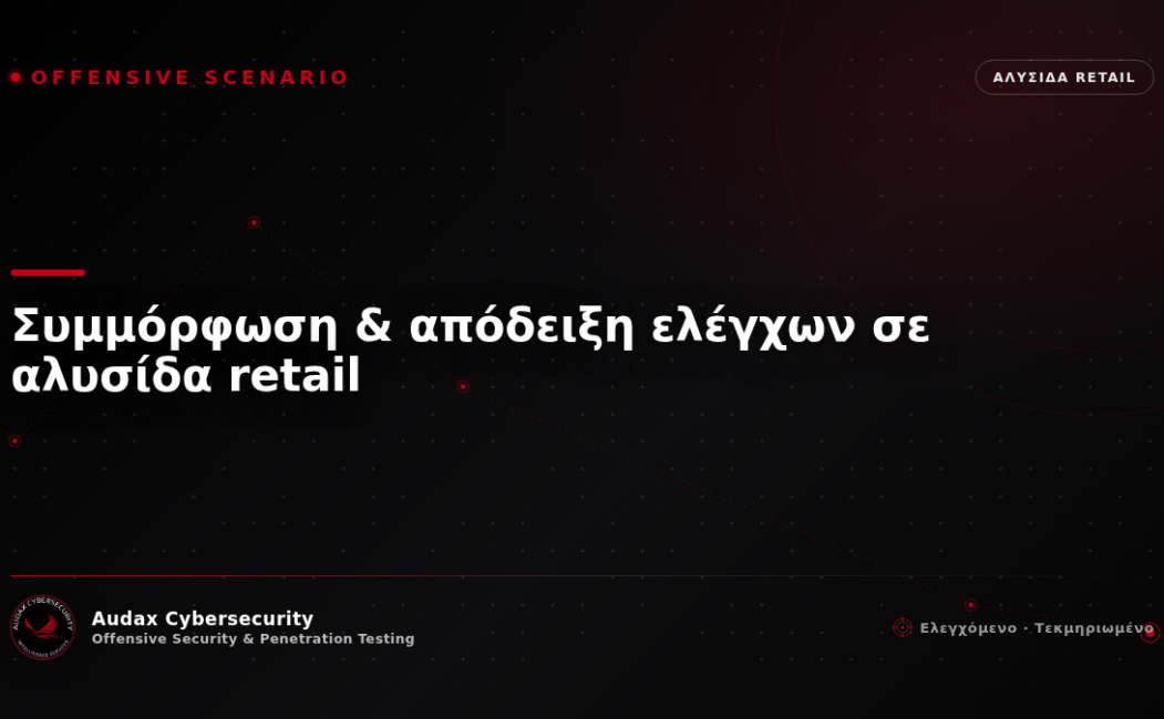 Ελεγχόμενο σενάριο επίθεσης — συμμόρφωση & απόδειξη ελέγχων σε αλυσίδα retail — Audax Cybersecurity