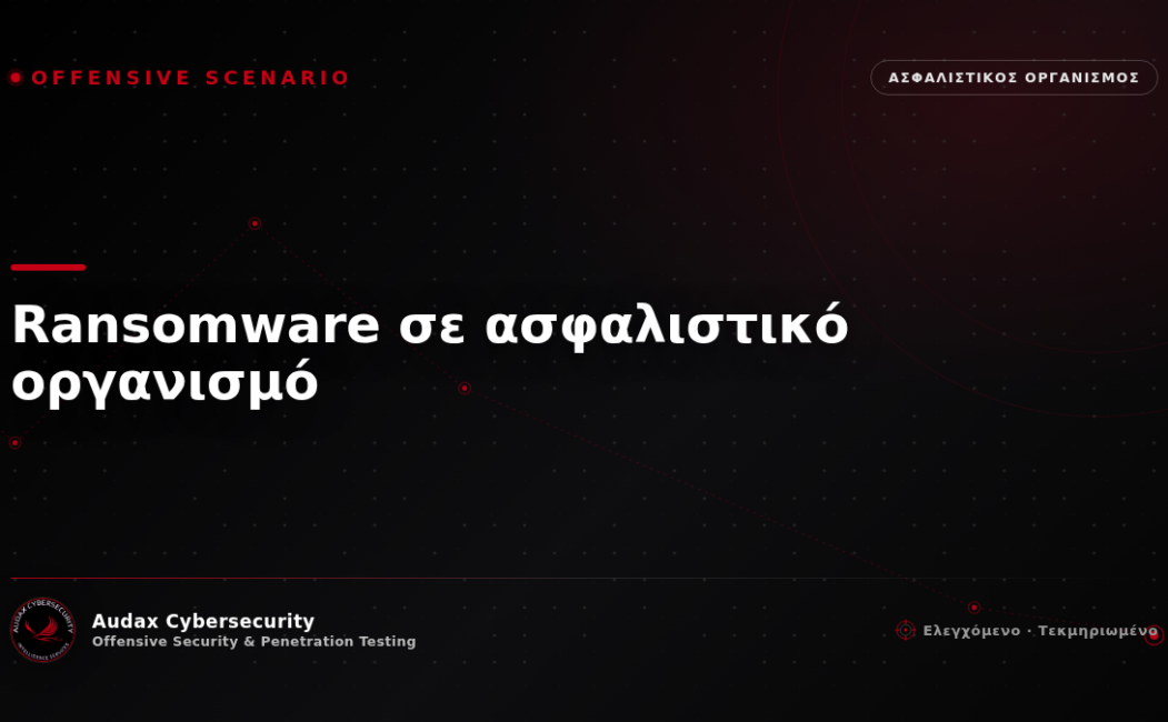 Ελεγχόμενο σενάριο επίθεσης — ransomware σε ασφαλιστικό οργανισμό — Audax Cybersecurity