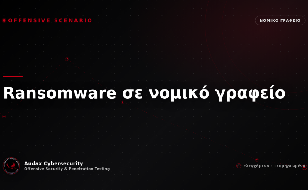 Ελεγχόμενο σενάριο επίθεσης — ransomware σε νομικό γραφείο — Audax Cybersecurity