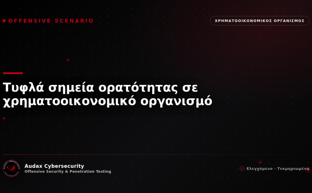 Ελεγχόμενο σενάριο επίθεσης — τυφλά σημεία ορατότητας σε χρηματοοικονομικό οργανισμό — Audax Cybersecurity