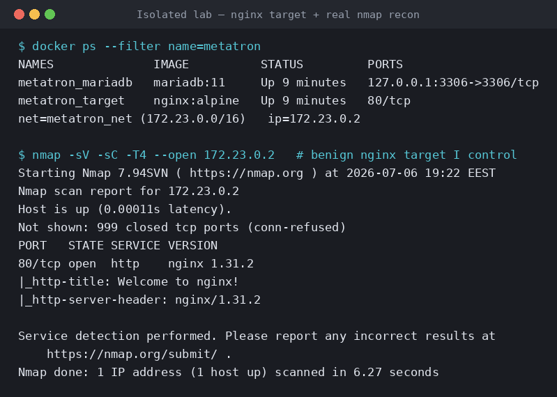 Ο απομονωμένος στόχος και το πραγματικό nmap recon