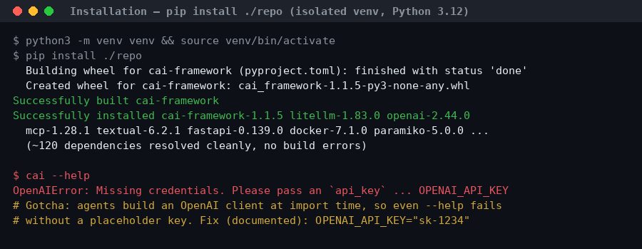 Εγκατάσταση του CAI σε απομονωμένο virtualenv