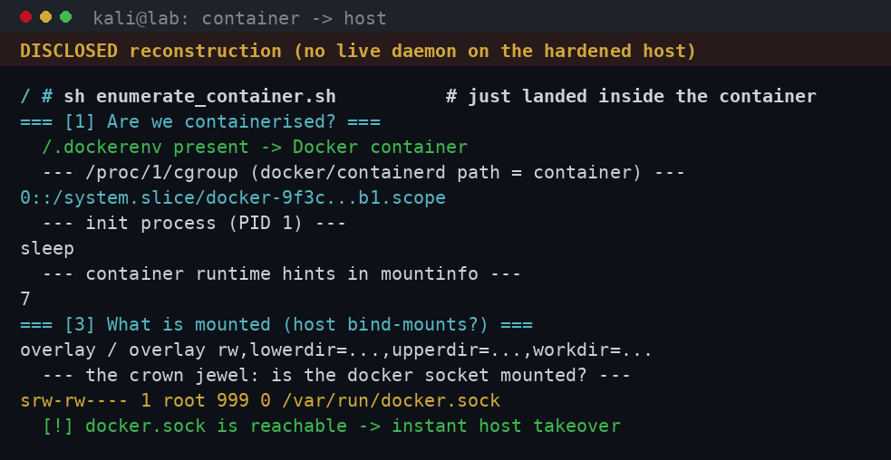Ανίχνευση container: /.dockerenv, /proc/1/cgroup, mountinfo
