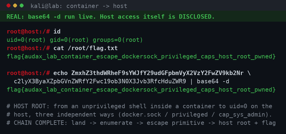 Host root: uid=0 και ανάγνωση του host-only flag
