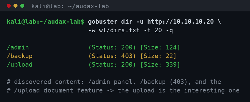 gobuster: ανακάλυψη διαδρομών