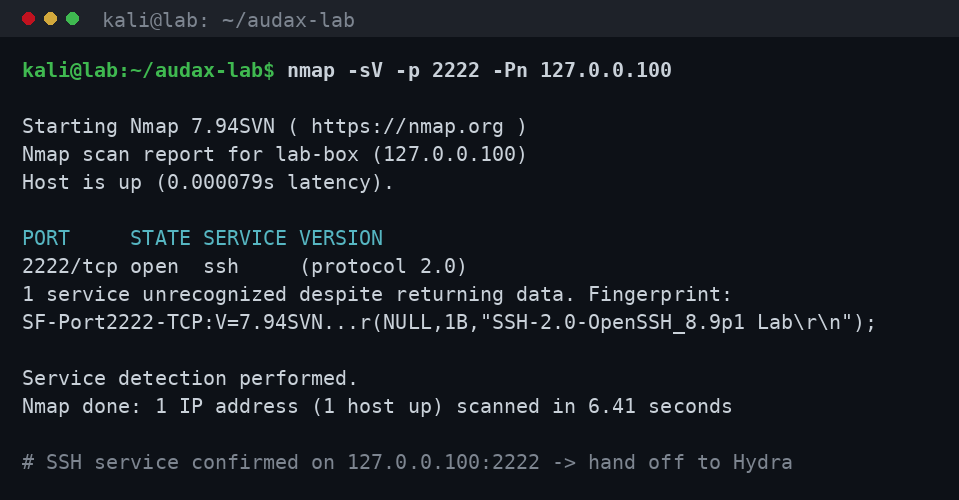 nmap: ανακάλυψη της υπηρεσίας SSH στο lab box