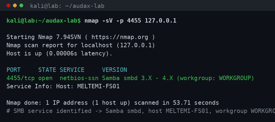 nmap: εντοπισμός και ταυτοποίηση της υπηρεσίας SMB