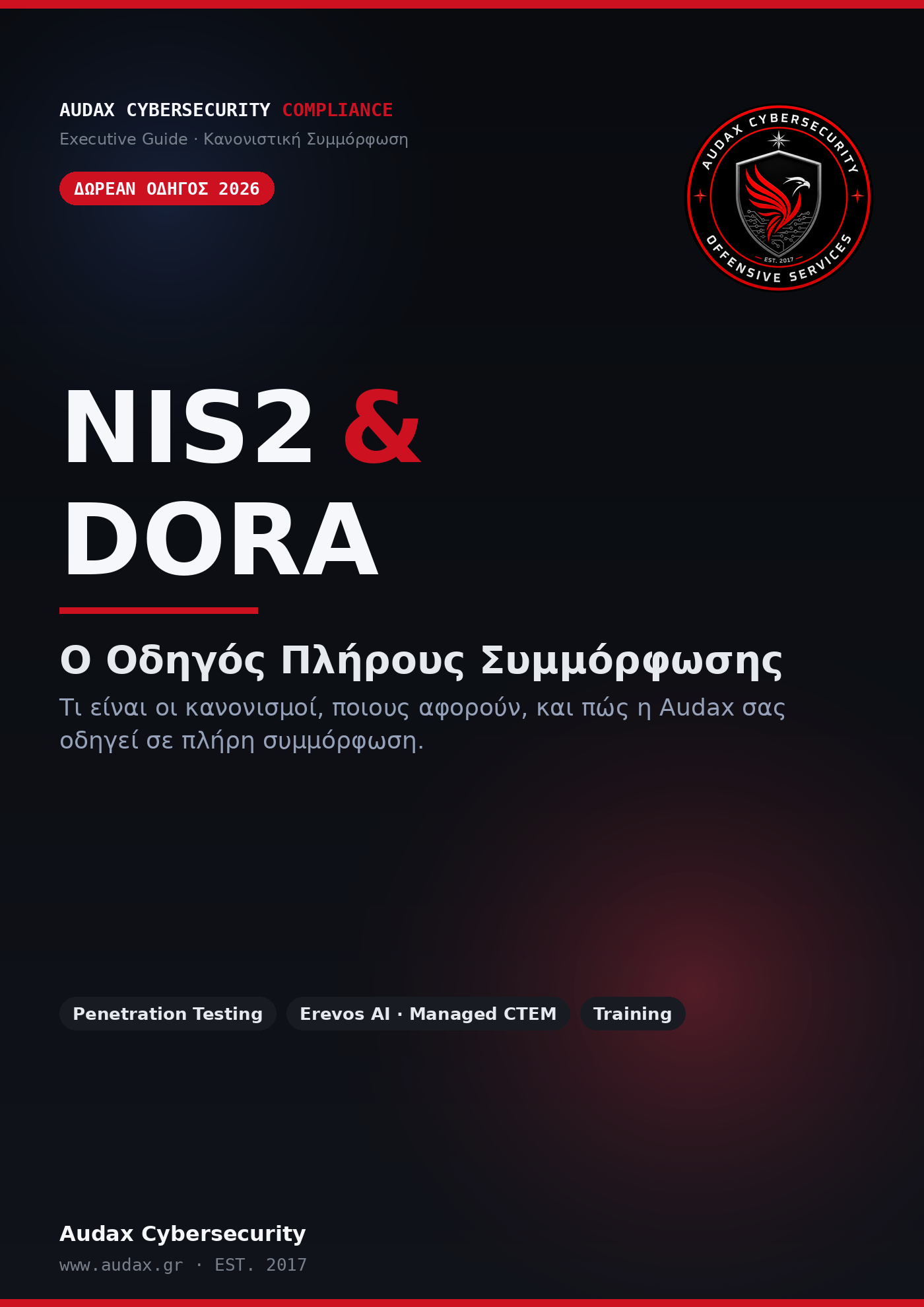 NIS2 & DORA — Ο Οδηγός Πλήρους Συμμόρφωσης — Audax Cybersecurity