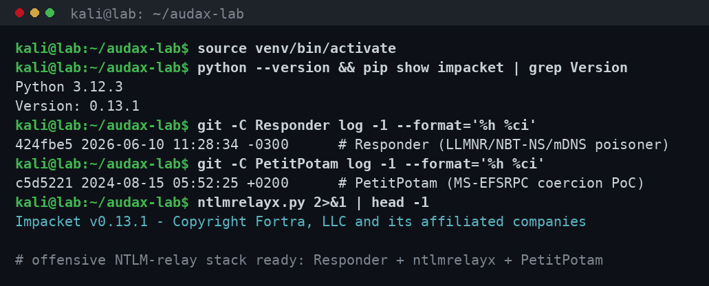 Εκδόσεις εργαλείων του NTLM-relay stack