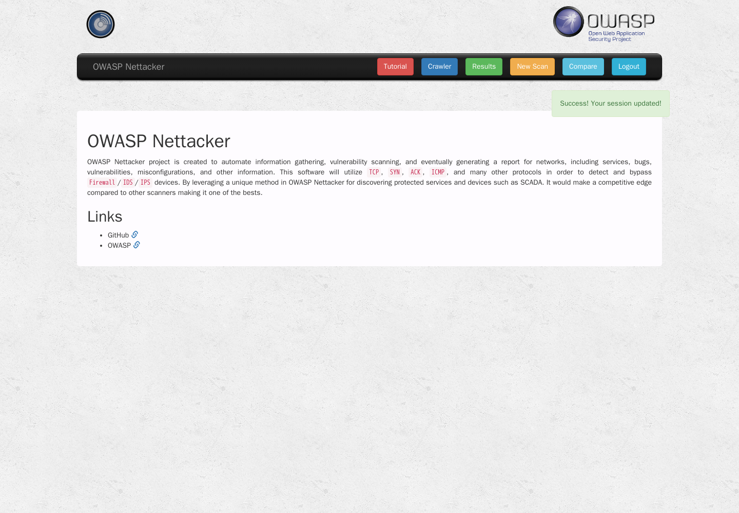 Το authenticated home του Web UI μετά το «Set Session»